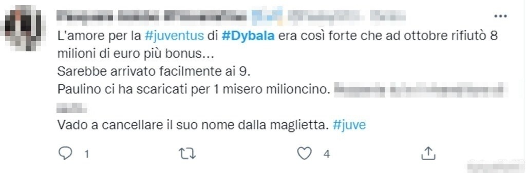 Tweet Dybala 