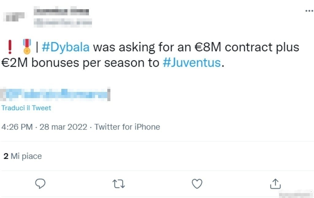 Tweet Dybala 