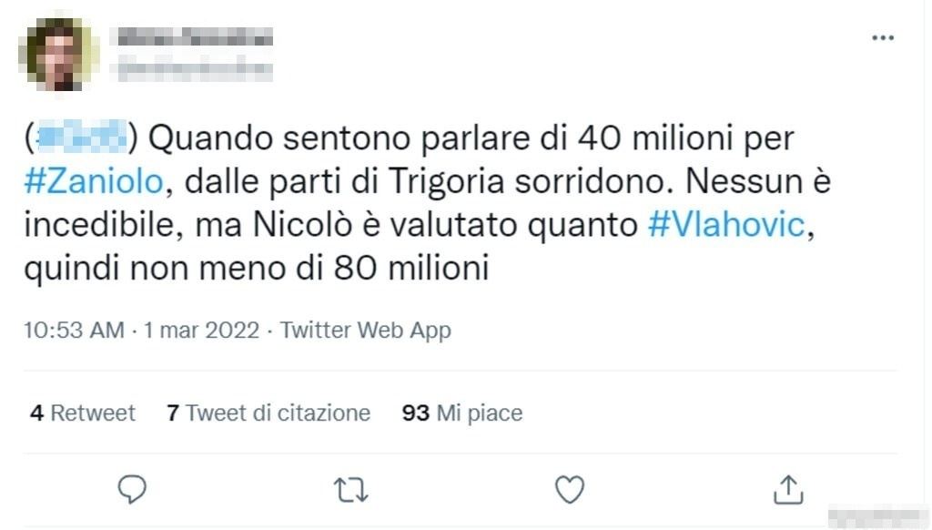 Tweet Zaniolo 