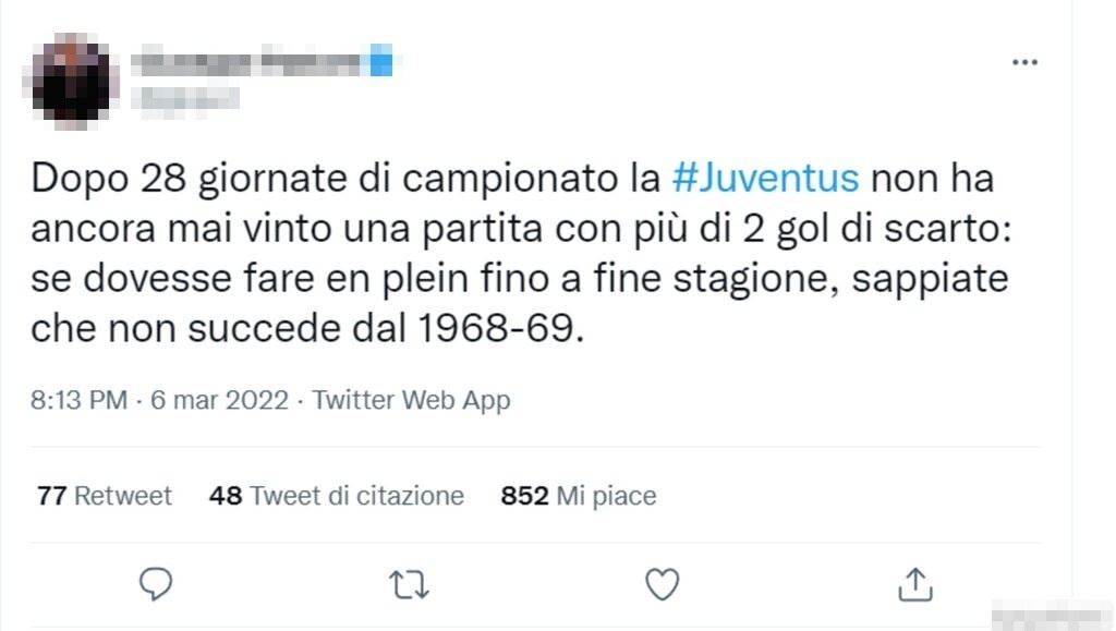 Tweet attacco Juventus