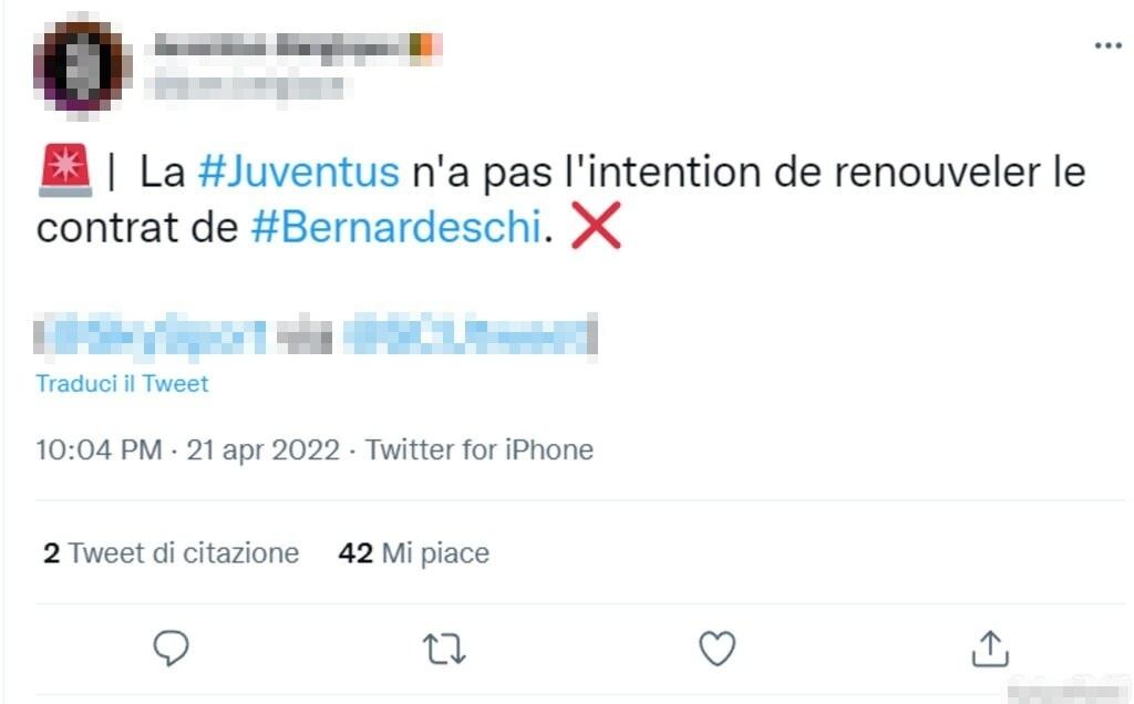 Tweet Bernardeschi