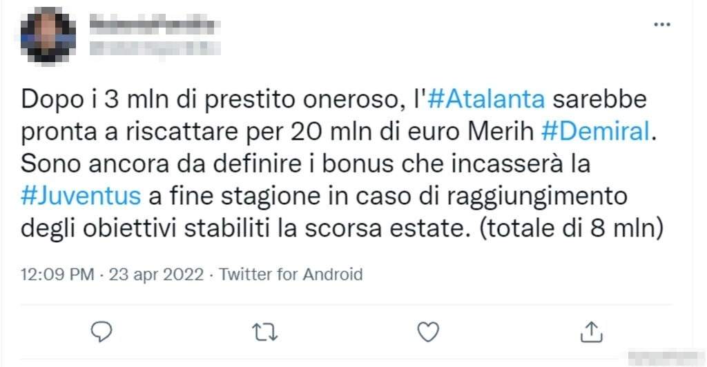 Tweet mercato