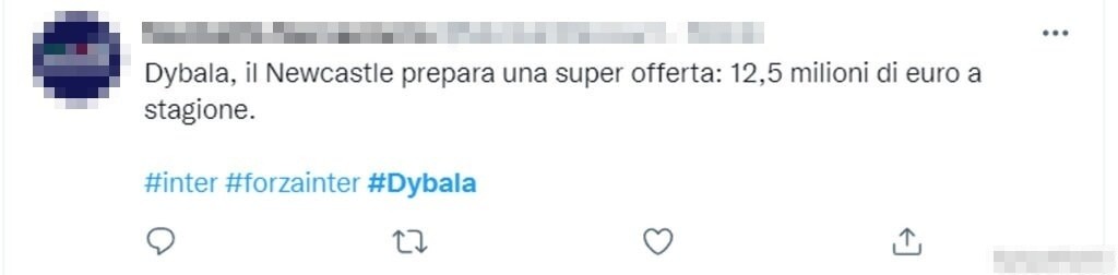 Tweet Dybala 