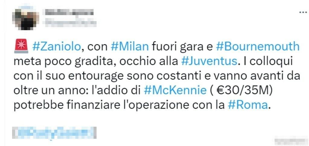 Tweet Zaniolo 